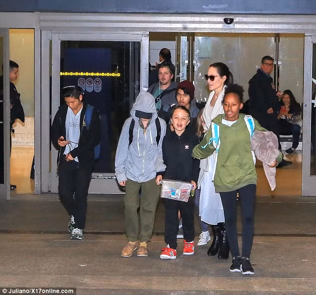 Angelina Jolie xuat hien cung 6 dua con trong rat met moi-Hinh-2