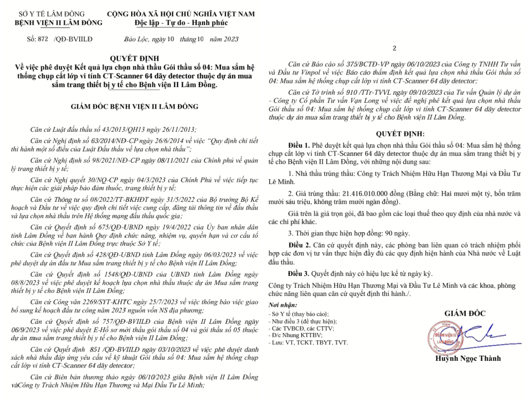 Bệnh viện II Lâm Đồng mua máy CT-Scanner từ Công ty Lê Minh - Hình 2 Benh vien II Lam Dong mua may CT-Scanner tu Cong ty Le Minh-Hinh-2