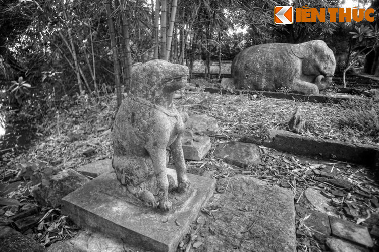 Con chó đá nói: “Tại cha thầy lên mặt hách dịch với dân làng nên Thiên Tào đã gạch tên thầy đi, khoa này thầy không đỗ được nên tôi không phải mừng thầy nữa”. Ảnh: Chó đá lăng Quận Nghi, Đông Sơn, Thanh Hóa.