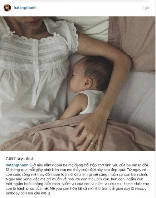 Nữ diễn viên đăng status mừng sinh nhật con trai trước đó.