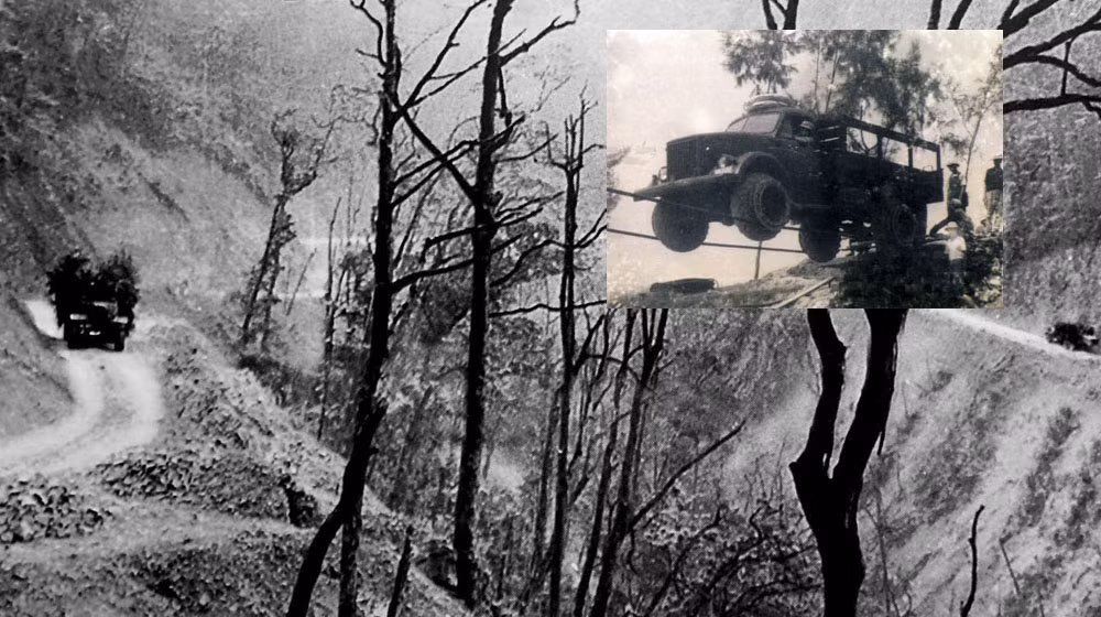 Lái xe trên dây cáp là câu chuyện thần kỳ trên đường Trường Sơn.