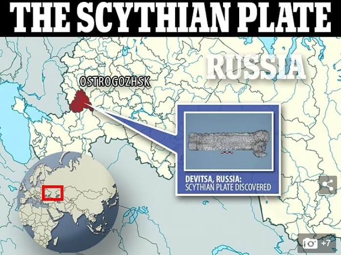 Các chuyên gia ấn tượng trước kho báu được tìm thấy trong mộ cổ chiến binh Scythia. Kho báu gồm: nhiều phiến vàng nhỏ hình bán cầu, một con dao sắt tinh xảo, một xương sườn ngựa được chế tác thành vật dụng chưa xác định.