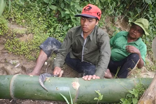 Từ những thân tre “khủng”, dân làng chế tác thành các công cụ sử dụng trong sinh hoạt hàng ngày. Ngoài dùng để làm nhà, loại tre khủng này còn được dùng để làm ống đựng nước, dẫn nước về làng, làm gối nằm ngủ, làm bát ăn cơm, làm mũi tên, làm mõ….