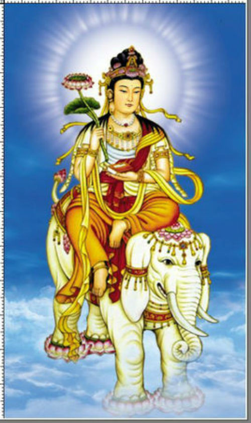 Phổ Hiền Bồ Tát danh hiệu là Samantabhadra chính là vị Phật bản mệnh cho tuổi Thìn và tuổi Tỵ. Ngài có năng lực siêu phàm, thân phân tại thập phương. Ngài cùng với Thích Ca Mâu Ni, Văn Thù Bồ Tát hợp thành “Hoa Nghiêm tam thánh”. Phổ Hiền Bồ Tát cưỡi voi trắng sáu ngà, tượng trưng cho trí huệ, vượt chướng ngại. Ngài hành nguyện vô cùng, công đức vô tận, tình thương vô biên, thân thân khắp các chùa, tùy duyên giáo hóa chúng sinh.