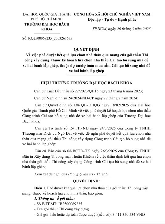 DH Bach Khoa TP HCM: Trong mot ngay, Cty Hien Phuong trung 2 goi xay lap-Hinh-2