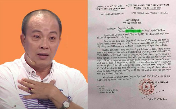  NSƯT Đức Hải tố cáo bị Nhâm Hoàng Khang tống tiền: NSƯT Đức Hải vừa cho biết, đã gửi đơn lên Cơ quan Cảnh sát điều tra, Công an TP HCM tố cáo sự việc một người yêu cầu ông chuyển 200 triệu đồng vào tài khoản mang tên Nhâm Hoàng Khang. Nghệ sĩ Đức Hải cho biết thêm, cuộc sống của anh bị xáo trộn sau sự việc xảy ra. 