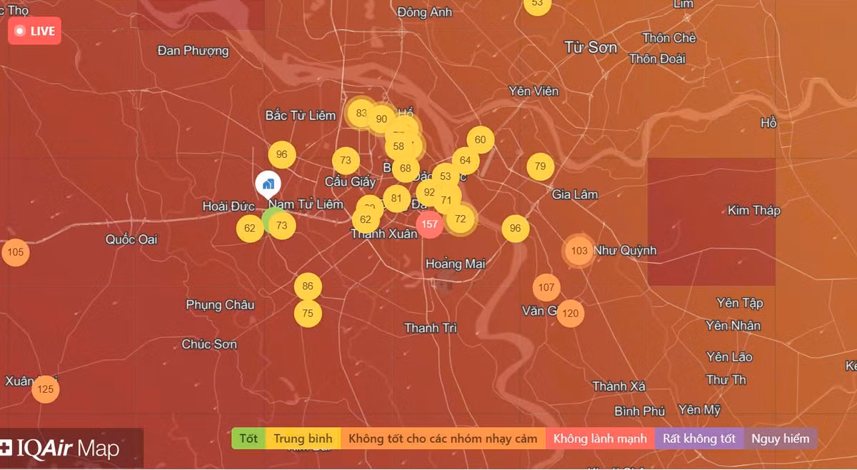 Chat luong khong khi Ha Noi ngay 07/02: Cai thien muc o nhiem