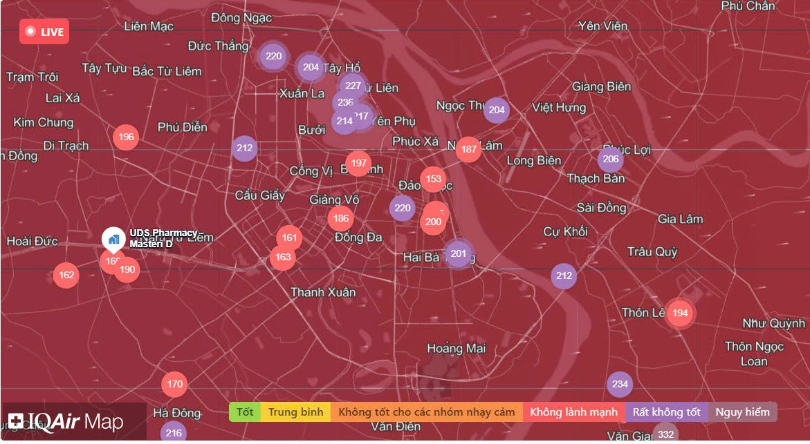 Chất lượng không khí Hà Nội ngày 13/02: Nhiều khu vực ở mức xấu Chat luong khong khi Ha Noi ngay 13/02: Nhieu khu vuc o muc xau