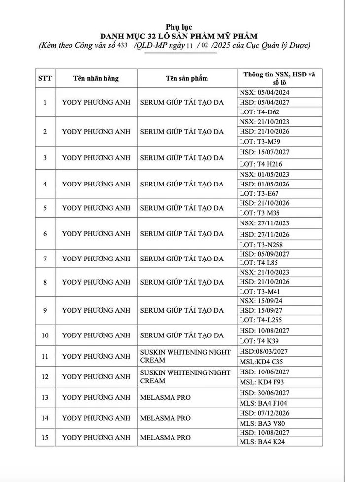 32 lo my pham cua Cong ty Yody Phuong Anh bi thu hoi-Hinh-2