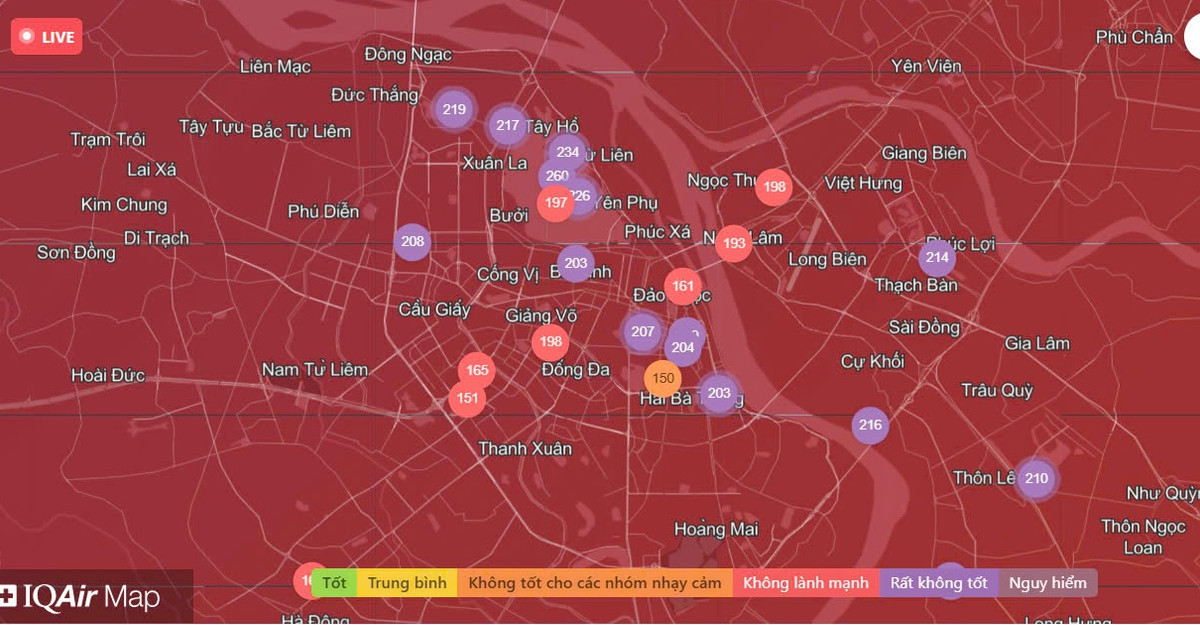 Chất lượng không khí Hà Nội ngày 11/02: Ô nhiễm mức rất xấu Chat luong khong khi Ha Noi ngay 11/02: O nhiem muc rat xau