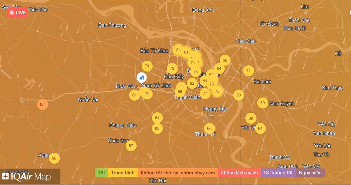 Chat luong khong khi Ha Noi ngay 04/02: O nhiem muc trung binh