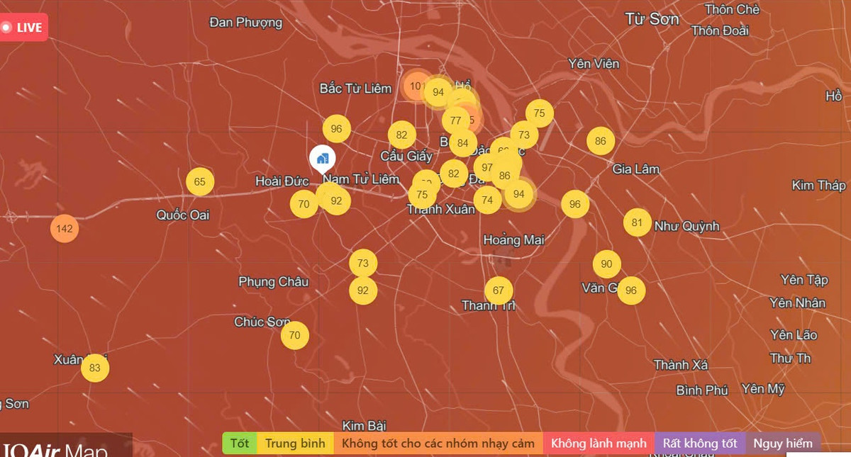 Chất lượng không khí Hà Nội ngày 02/02: Mức màu vàng, đã cải thiện Chat luong khong khi Ha Noi ngay 02/02: Muc mau vang, da cai thien