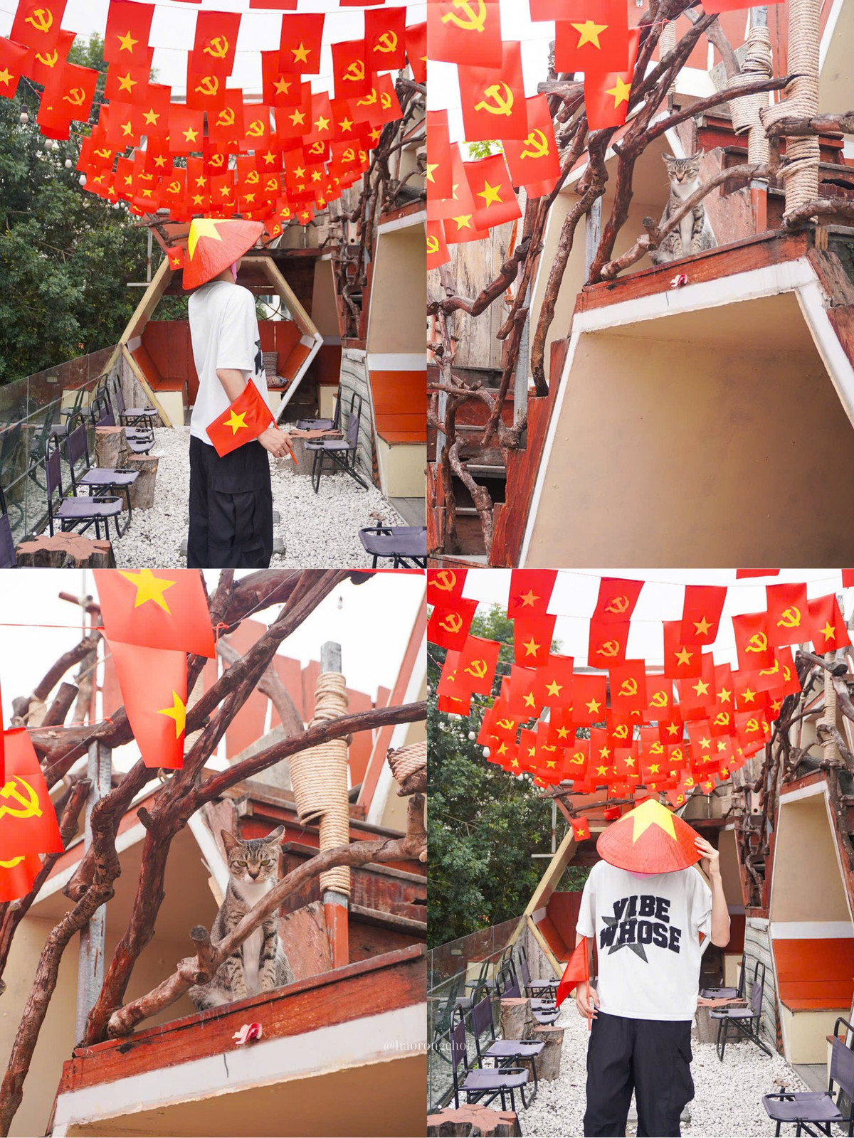 Từ các quán cà phê đường phố đến chuỗi cà phê sang chảnh, giới trẻ đang nô nức rủ nhau check-in với ly nước độc đáo mang đậm màu sắc dân tộc. Những ly matcha, trà sữa, cà phê sữa đá... được khéo léo tạo hình bằng bọt sữa, siro, hoa quả hoặc lớp kem phủ, tái hiện lại lá cờ đỏ rực rỡ với ngôi sao vàng 5 cánh nổi bật.