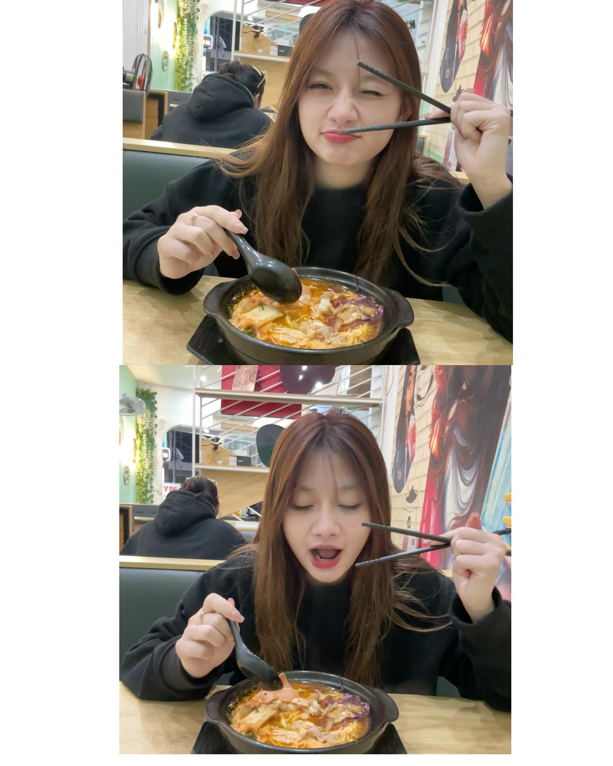 Cô nàng tạo dáng đáng yêu đúng với lứa tuổi.