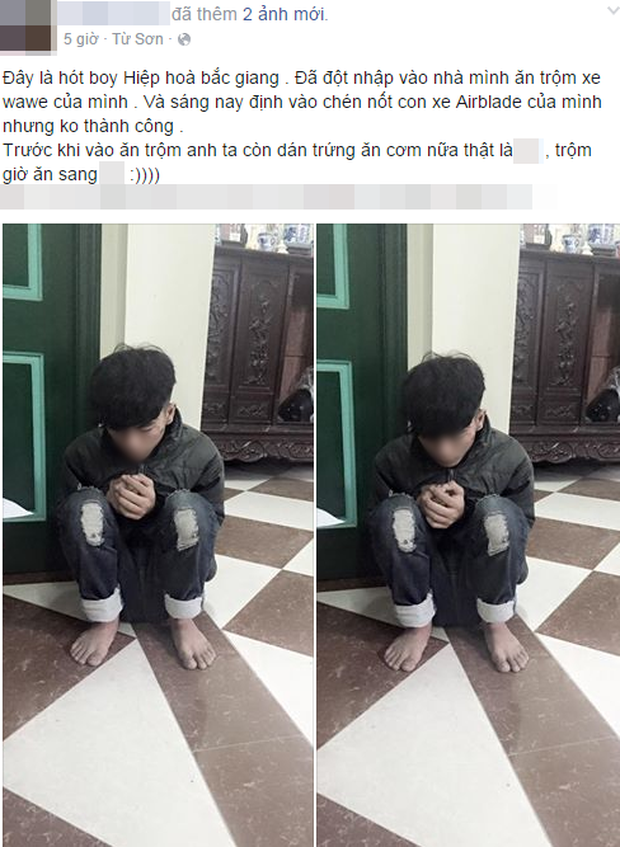  Vào nhà trộm xe máy, tranh thủ rán trứng ăn cơm cho đỡ đói: Sự việc xảy ra ở thành phố Bắc Giang, tên trộm này đã lẻn vào nhà người dân để ăn cắp một chiếc xe máy Wave. Sau vụ trộm đầu thành công, hắn tiếp tục vào nhà này để trộm chiếc xe còn lại hiệu Airblade.