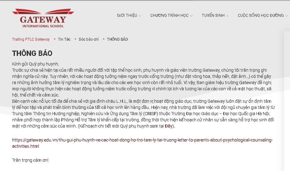 Vu be lop 1 tu vong: Gateway de nghi phu huynh khong tuong niem truoc cong truong-Hinh-2