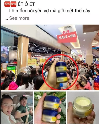 Cụ thể, trên trang cá nhân, hot girl Hà thành đã đăng ảnh bằng chứng kèm dòng trạng thái: "Sao nỡ lòng nào lấy ảnh chồng tôi hào hứng với chuyến đi cafe mà quảng cáo mỹ phẩm vậy V.K ơi. Chúng tôi không dùng và không quảng cáo nhé các bác lưu ý".