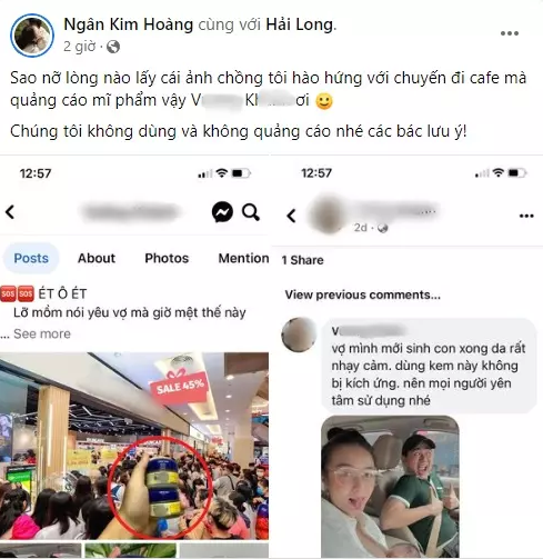 Tuy nhiên mới đây, bà mẹ trẻ đăng đàn lên MXH bức xúc vì ngang nhiên bị một tài khoản Facebook khác lấy hình ảnh vợ chồng mình lên để quảng cáo mỹ phẩm.