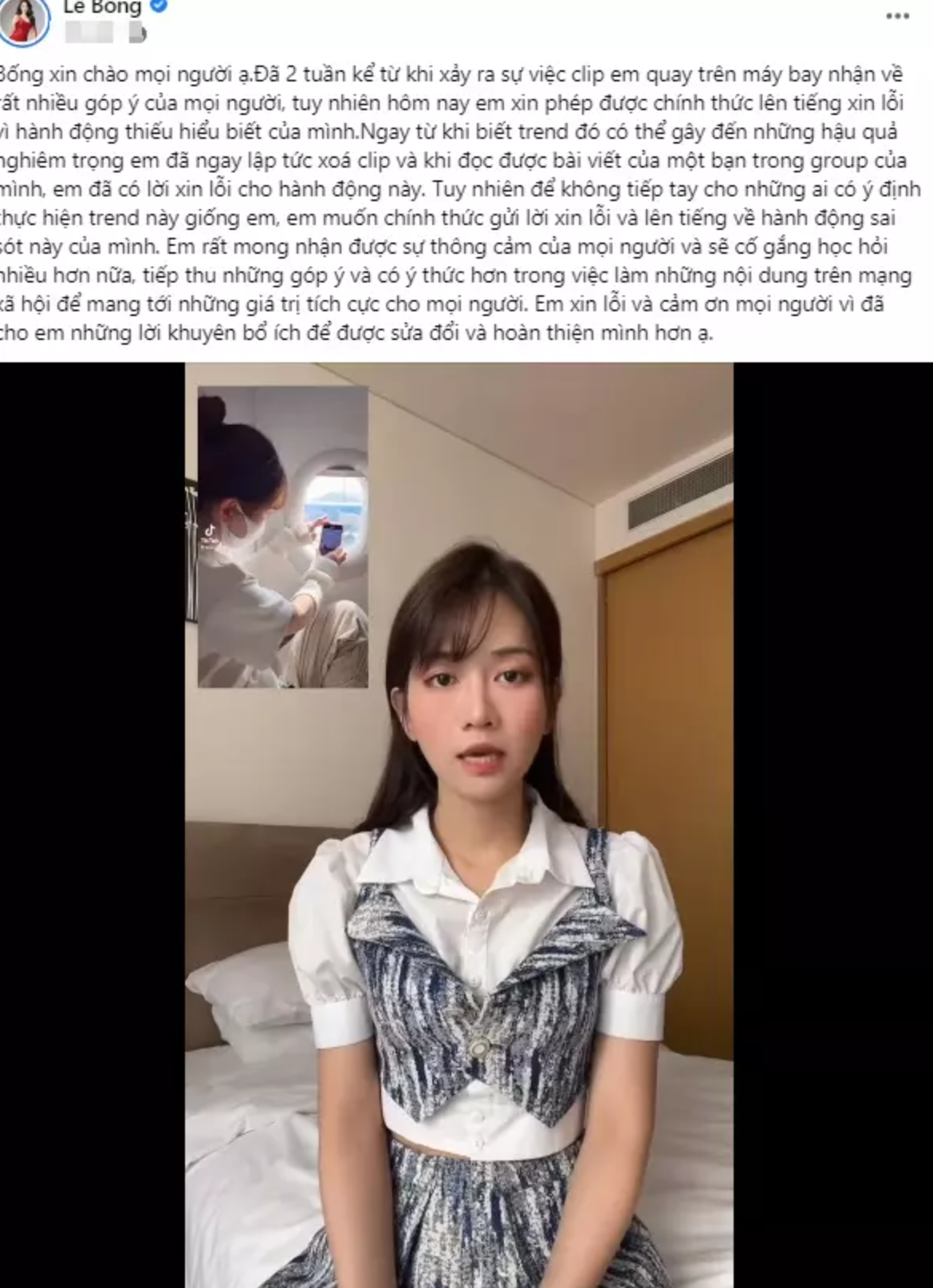 Mới đây, hot girl Lê Bống đã chính thức lên tiếng về ồn ào. Trên trang Facebook cá nhân của mình, Lê Bống đăng tải một video nói về ồn ào săn mây.