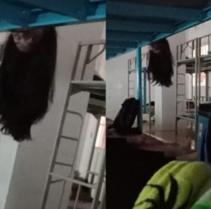 Bất thình lình xuất hiện mái tóc đen dài như hồn ma là hình ảnh thưởng thấy ở ký túc xá nữ.