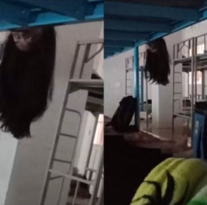 Bất thình lình xuất hiện mái tóc đen dài như hồn ma là hình ảnh thưởng thấy ở ký túc xá nữ.