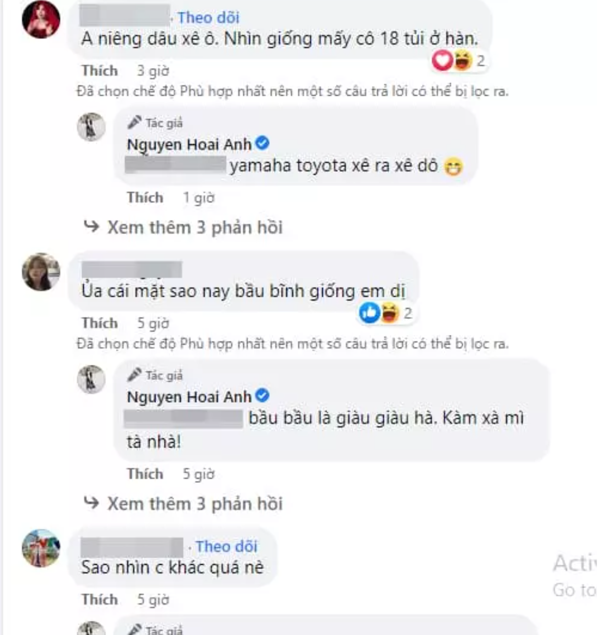 Đáp lại bình luận của một tài khoản khen mình mặt bầu bĩnh, cựu MC bản tin Thời Sự 19h đáp: "Mặt bầu là giàu nha".