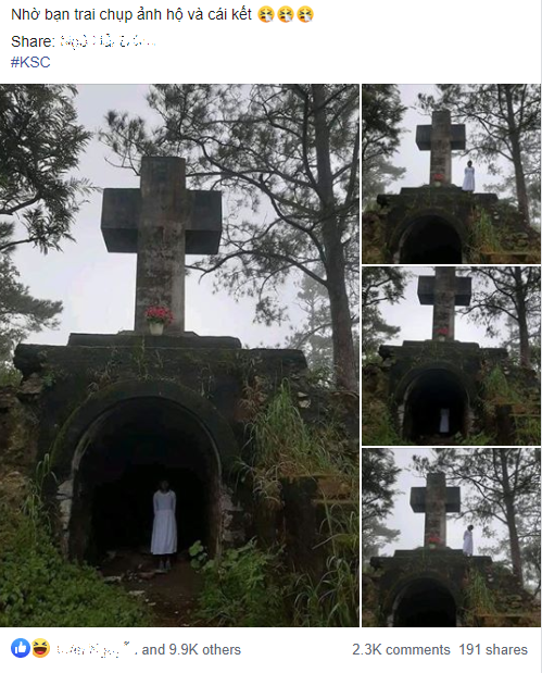 Trước đó trên MXH từng xuất hiện bộ ảnh thảm họa khi cô gái này nhờ người yêu chụp ảnh.