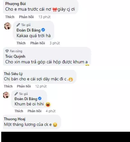 Đoàn Di Băng cho biết khi mua giá 15 triệu, nay cô thanh lý còn 13 triệu do chọn nhầm size con gái không đi vừa.