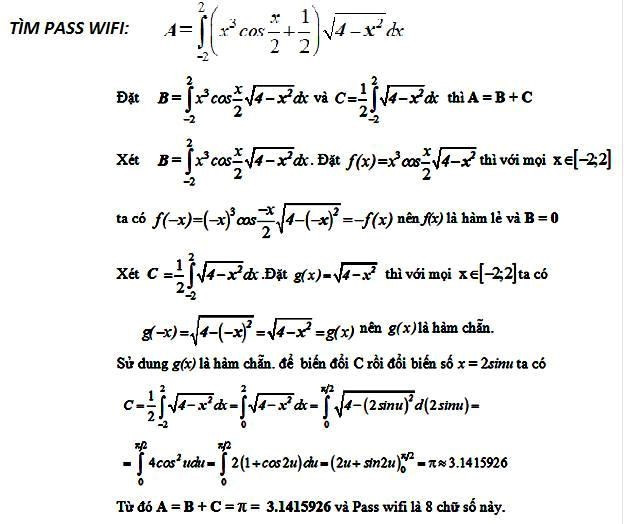 Xin pass wifi mà chủ quán bắt giải bài toán tích phân này để lấy mật khẩu chắc hẳn nhiều người sẽ phải toát mồ hôi.