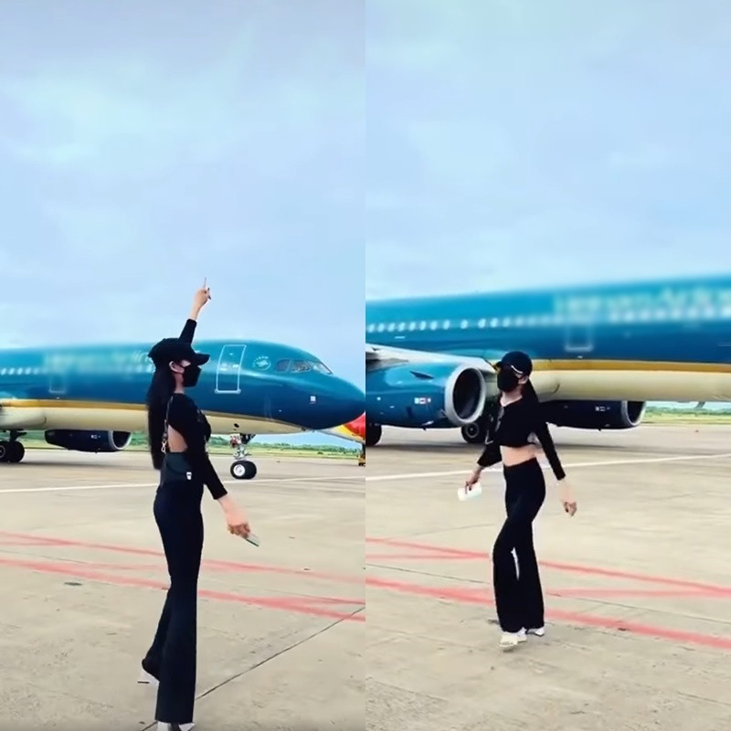 Một đoạn clip xuất hiện trên nền tảng TikToker ghi lại hình ảnh cô gái mặc trang phục màu đen hở vòng eo và phần lưng, nhảy múa trước máy bay đang di chuyển vào sân đỗ khiến nhiều người phản ứng gay gắt.