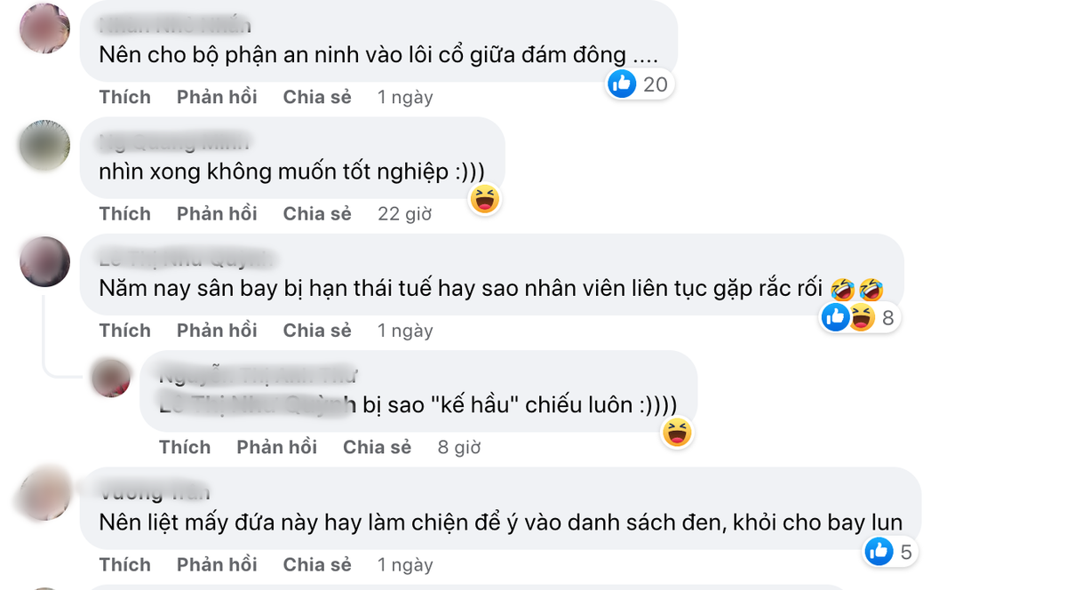 "Sân bay ra tín hiệu ét ô ét đi để được giải cứu khỏi mấy idol đam mê sống ảo này cái. Vô duyên mà tưởng mình hài hước hay gì.", "Mấy người có hành động như này tốt nhất nên cấm bay vĩnh viễn. Cứ phải có người bị phạt thẳng tay thì các idol Tóp Tóp mới sợ.",...là những bình luận của cư dân mạng.