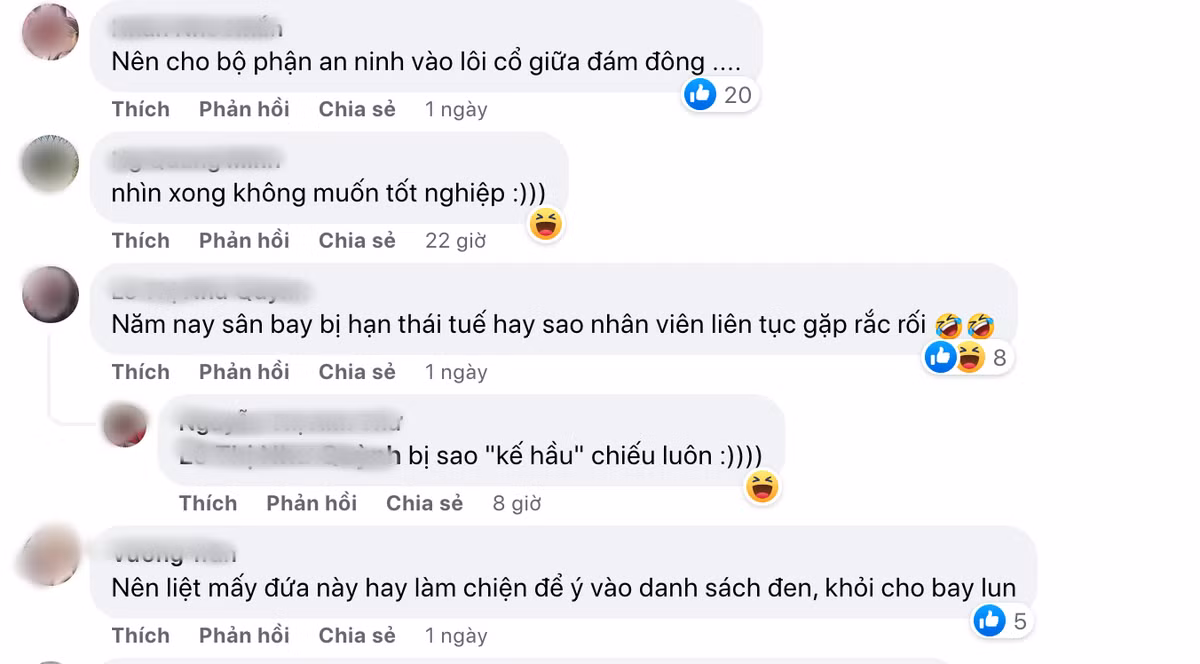 "Sân bay ra tín hiệu ét ô ét đi để được giải cứu khỏi mấy idol đam mê sống ảo này cái. Vô duyên mà tưởng mình hài hước hay gì.", "Mấy người có hành động như này tốt nhất nên cấm bay vĩnh viễn. Cứ phải có người bị phạt thẳng tay thì các idol Tóp Tóp mới sợ.",...là những bình luận của cư dân mạng.