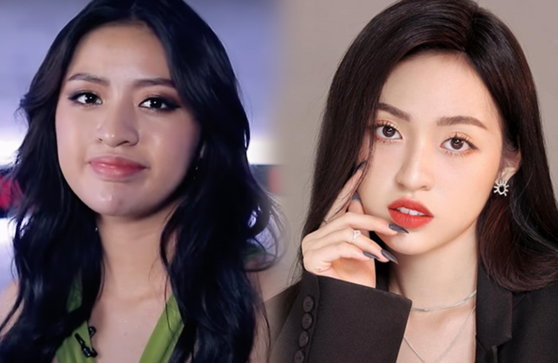 Không hiểu vì lý do ánh đèn hay góc quay "hại", mà nàng hot TikToker da trở nên xỉn màu trông thấy, khuôn mặt tròn trịa hơn hẳn bình thường dù cô đã xoã tóc.