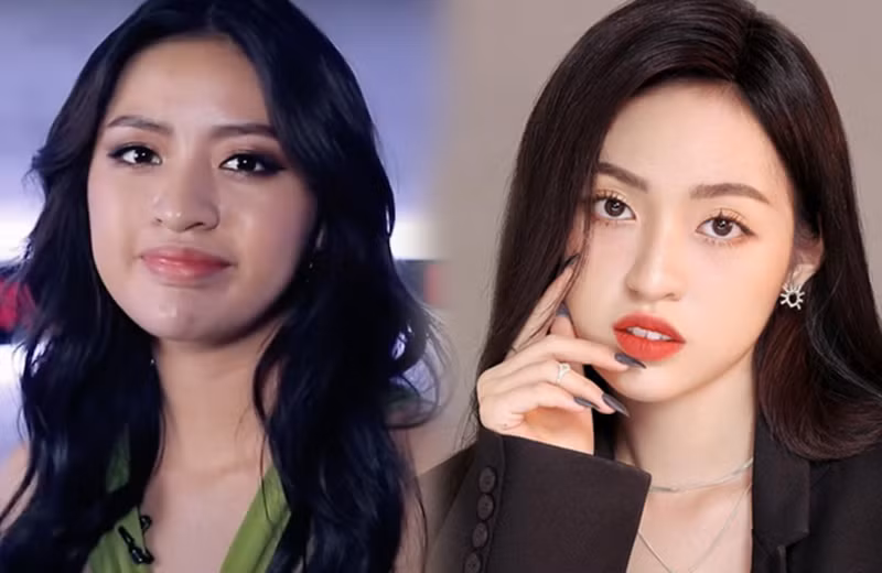 Không hiểu vì lý do ánh đèn hay góc quay "hại", mà nàng hot TikToker da trở nên xỉn màu trông thấy, khuôn mặt tròn trịa hơn hẳn bình thường dù cô đã xoã tóc.