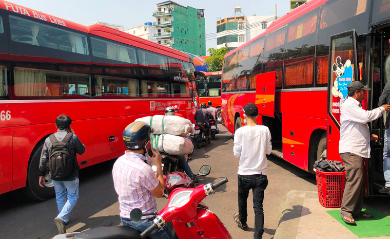 Hình ảnh tại bến xe trong đợt phục vụ khách dịp Tết Kỷ Hợi 2019.