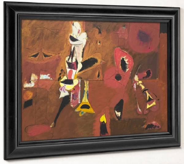 Màu đỏ chiếm vai trò chủ đạo, như hình ảnh của ngọn lửa tàn khốc đã thiêu rụi tâm huyết của ông bao năm qua khi phải trải qua nỗi đau về cả thể xác và tinh thần giằng xé, khiến Gorky chọn cái chết làm lối thoát cho bản thân.