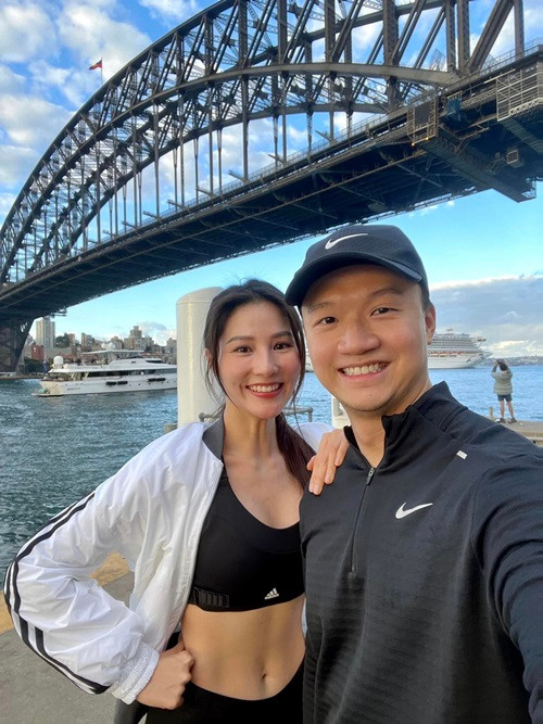 Nữ diễn viên khoe ảnh chạy bộ cùng người yêu trong chuyến đi Australia cuối tháng 4/2023.