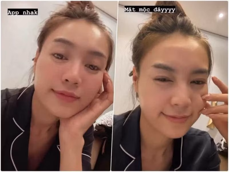 Lan Ngọc khoe mặt mộc khi sử dụng và không sử dụng phần mềm chỉnh sửa. Ảnh: FBNV