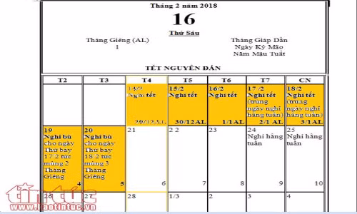 Nguoi lao dong nghi Tet Nguyen dan Mau Tuat 2018 bao lau?