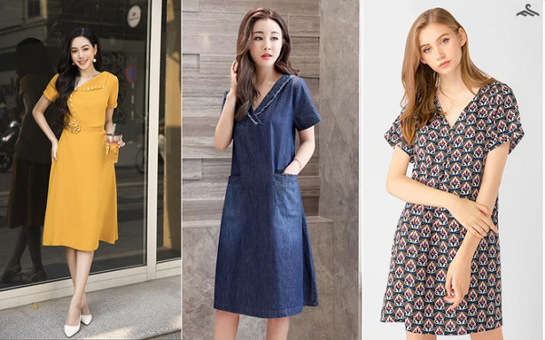 Mặc váy suông chữ A. Váy hình thang, váy suông chữ A còn được gọi là A-line hay evasé cut. Thiết kế có độ hở vừa phải, không ôm sát nên phù hợp với mọi vóc dáng. Một ưu điểm khác là váy hình thang rất nữ tính, mang đến sự thoải mái tối đa cho người mặc. (Ảnh: Smart Fashion)