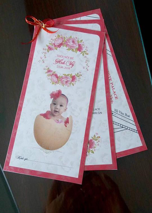 Hình ảnh thiệp mời sinh nhật rất đáng yêu của con gái Trịnh Kim Chi.