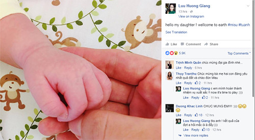 Luu Huong Giang lan dau khoe anh con gai thu 2