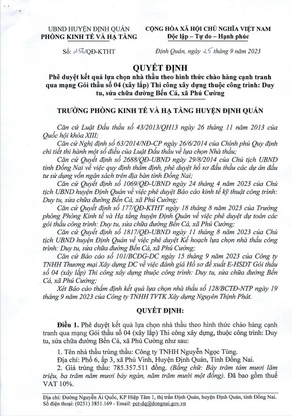 Đồng Nai: Cty Ngọc Tùng 1 ngày trúng 3 gói thầu tại Định Quán - Hình 3 Dong Nai: Cty Ngoc Tung 1 ngay trung 3 goi thau tai Dinh Quan-Hinh-3