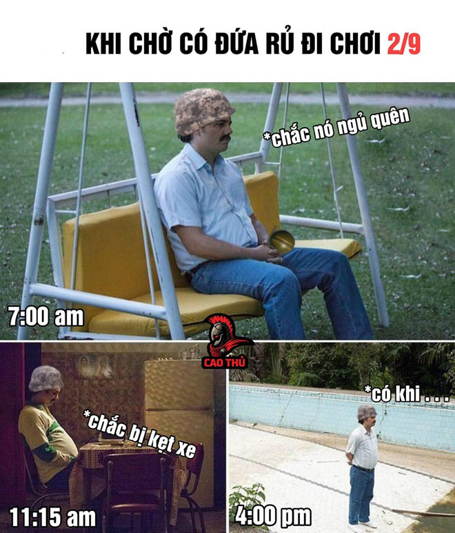 Cũng có một kiểu người mong mỏi được đi chơi nhưng chờ mãi "hết cả thanh xuân" không có "cạ cứng" nào đến rủ. Ảnh: Cao thủ.