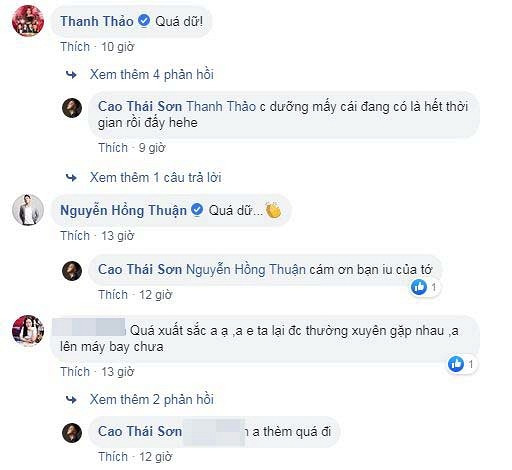 Dưới bình luận, Thanh Thảo và Nguyễn Hồng Thuận bình luận: "quá dữ". Nhiều fan cũng ngưỡng mộ Cao Thái Sơn: "Đỉnh cao rồi em ơi", "Năm nào dự là cứ đạt 3 new houses thôi em nhé", "nhà đẹp quá"...