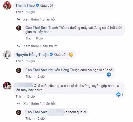 Dưới bình luận, Thanh Thảo và Nguyễn Hồng Thuận bình luận: "quá dữ". Nhiều fan cũng ngưỡng mộ Cao Thái Sơn: "Đỉnh cao rồi em ơi", "Năm nào dự là cứ đạt 3 new houses thôi em nhé", "nhà đẹp quá"...