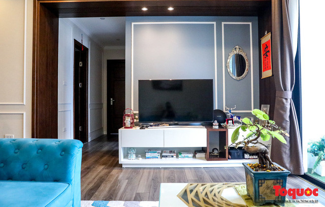 Thêm một màu xanh trong phòng khách.