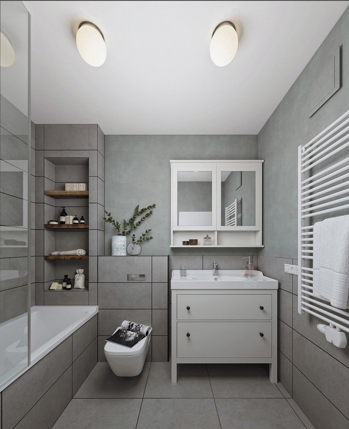 Kệ gỗ và chậu cây nhỏ lấp đầy căn phòng, tạo vẻ đẹp thiên nhiên hấp dẫn.