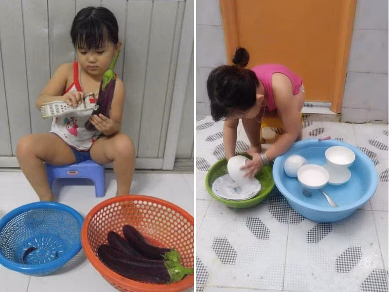 Xuc dong be gai 4 tuoi da tat bat com nuoc, giat giu ca ngay