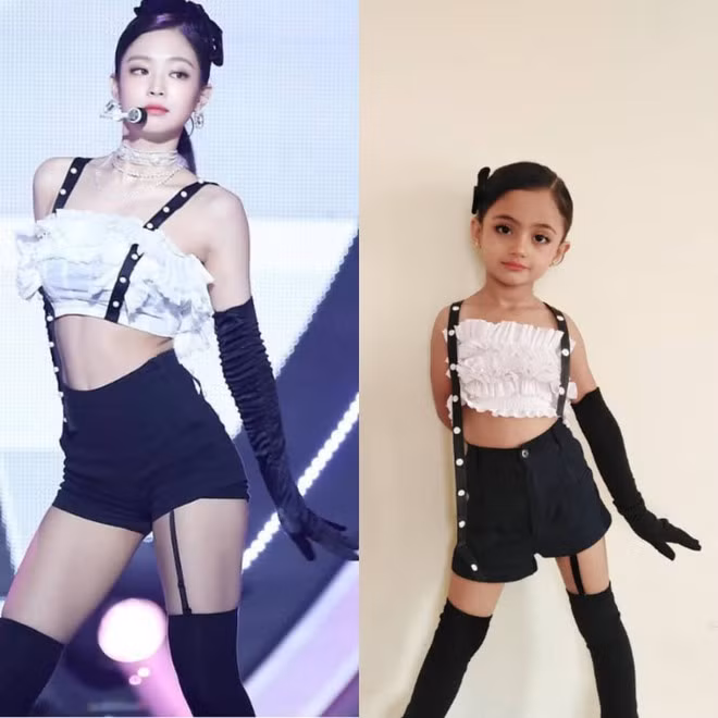 Isra (6 tuổi, đến từ Thổ Nhĩ Kỳ) được cộng đồng fan Kpop chú ý khi đăng tải hình ảnh ăn mặc giống các thành viên nhóm nhạc BlackPink. Dù còn nhỏ, cô bé sở hữu gương mặt xinh xắn, thần thái như người mẫu chuyên nghiệp. Trên ảnh, em bé Thổ Nhĩ Kỳ diện áo crop top trắng cùng quần shorts giống Jennie. Trong khi thành viên BlackPink toát ra vẻ gợi cảm, quyến rũ, Isra lại trông đáng yêu với bộ đồ diễn.